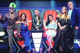 Brown, Thalita, Simone, Simaria Claudia e André Marques no “The Voice Kids”