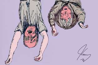 Na ilustração, é possível ver os cadáveres pendurados pelos pés