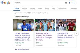 Se você buscar o nome Ramires no Google, as duas notícias estão em destaque