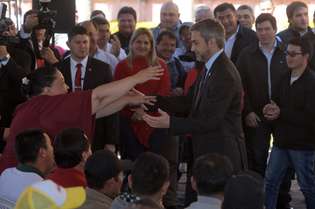 O presidente paraguaio, Mario Abdo Benítez, em evento ontem