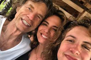 Mick Jagger  e Luciana Gimenez com o filho Lucas Jagger