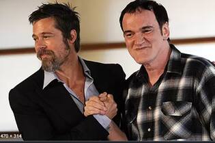 Brad Pitt e Tarantino nos bastidores do "Era uma vez em Hollywood"