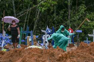 Vítimas do coronavírus são enterradas em Manaus