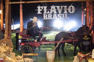 Flávio Brasil chegou de charrete para live, mas foi rebocado pelo cavalo e não terminou a primeira música