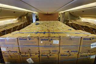 Uma aeronave hegou nesta terça-feira a São Paulo transportando mais 11,8 milhões de máscaras cirúrgicas da China