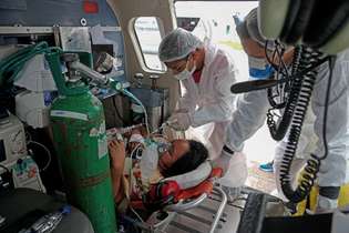 Paciente do interior do Pará com Covid-19 é transferido de helicóptero