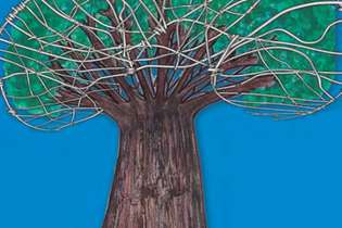 O baobá no traço de  Ana Cristina Maciel, cujas ilustrações foram feitas a partir de técnica mista, com um viés bem-humorado e leve
