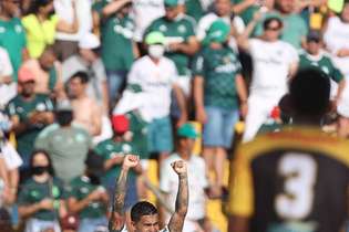 De volta com a camisa 7, Dudu foi o autor do segundo gol do Palmeiras na vitória sobre o Novorizontino neste domingo (23)