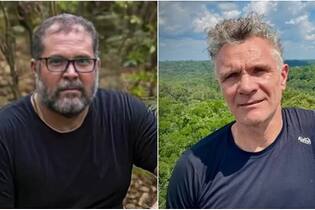 O indigenista Bruno Pereira e o jornalista britânico Dom Phillips, assassinados em junho deste ano, no Vale do Javari