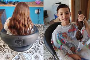 Mickael José, que mora em Araçoiaba da Serra, deixou o cabelo crescer para doar para motorista de escolar que estava em tratamento oncológico