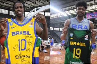 Camisas da seleção brasileira de basquete que serão leiloadas