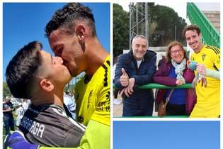 Goleiro Alberto Lejárraga comemora título com beijo no namorado