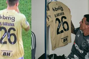 Saravia entrou em campo na vitória do Galo por 1 a 0 em cima do Alianza Lima com o sobrenome escrito errado na camisa