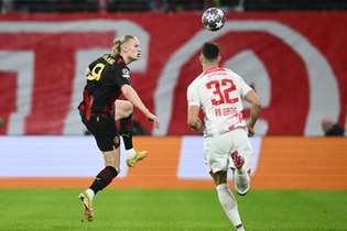 Atacante Haaland passou em branco desta vez na vitória do City sobre o RB Leipzig