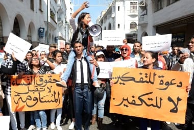 Marroquinas protestaram nas ruas de Rabat