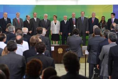 A Presidente Dilma Rousseff durante cerimônia de posse dos novos ministros, no Palácio do Planalto
