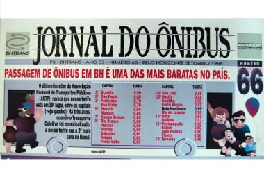 Belo Horizonte já teve uma das tarifas de ônibus mais baixas do Brasil, na década de 1990. Fonte: Jornal do Ônibus