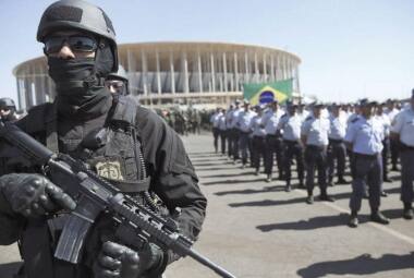 Aparato. Forças integradas de segurança que trabalharão nas Olimpíadas se apresentam no DF