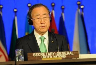 Secretário-geral das Nações Unidas pede que países associados celebrem acordos contra a pobreza e sobre o clima