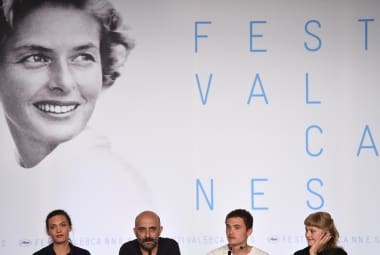 Coletiva de imprensa com elenco de 'Love' reúne a atriz Aomi Muyock, o diretor argentino Gaspar Noe, o ator Karl Glusman e a atriz Klara Kristin 